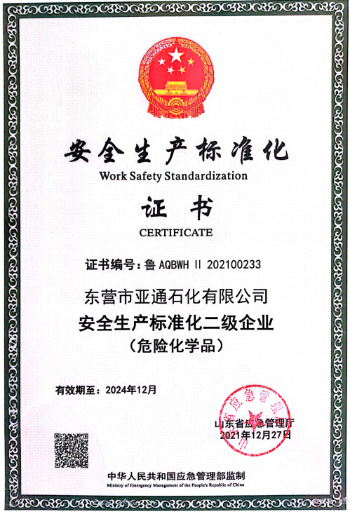 安全生(shēng)産标準(zhun)化二級(ji)企業 